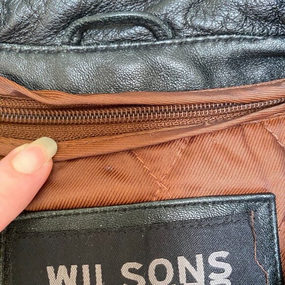 WILSONS Womens Distressed Soft Leather Jacket Size L Button Grunge 90s Y2K Goth - Picture 5 of 16